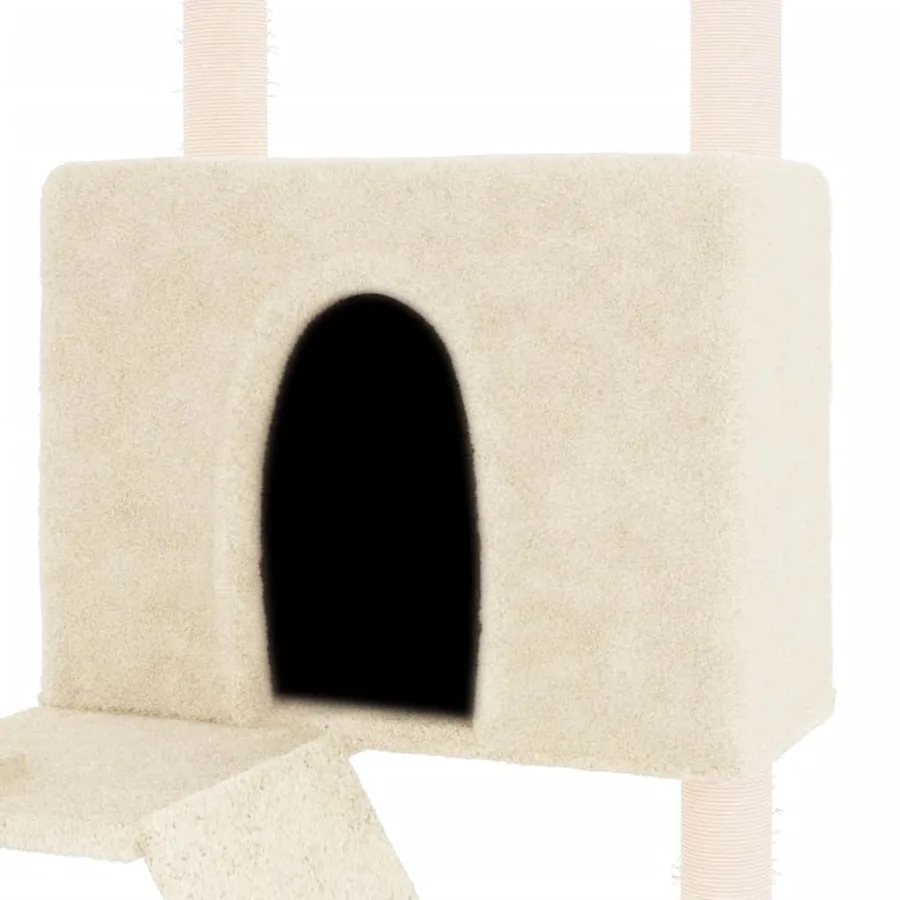 Arbre à chat avec griffoirs en sisal crème 143 cm - 6