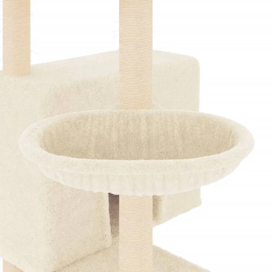 Arbre à chat avec griffoirs en sisal crème 143 cm - 7