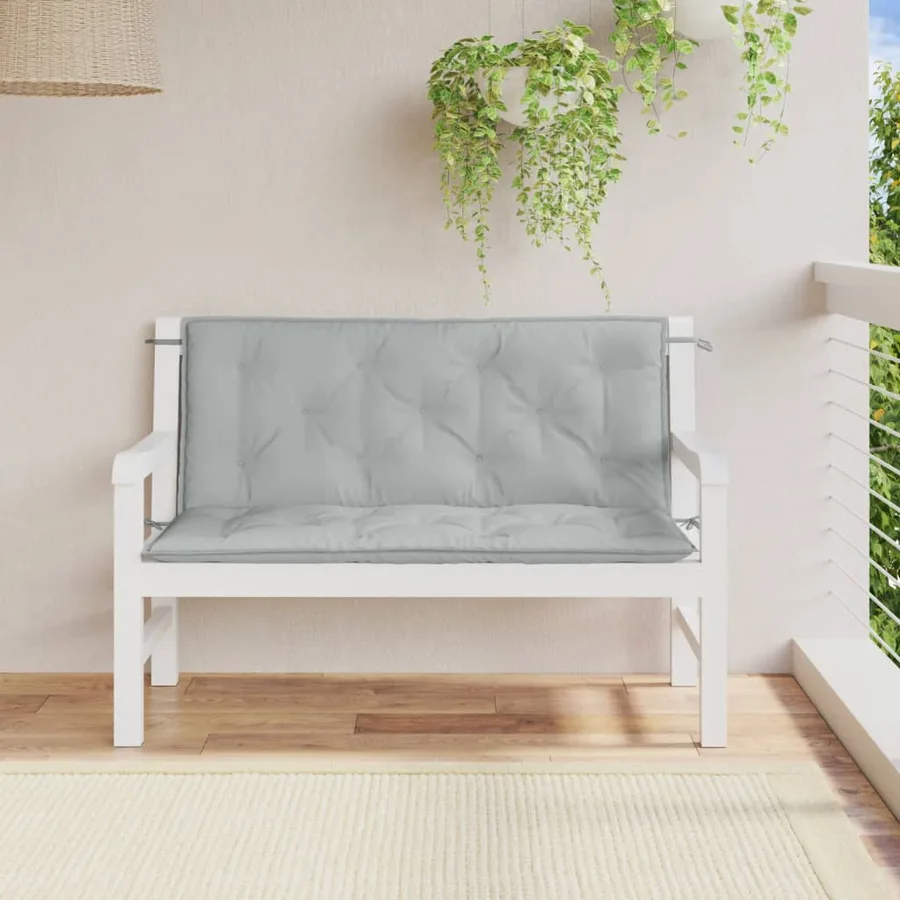 Coussins de banc de jardin lot de 2 gris clair mélangé tissu - 3