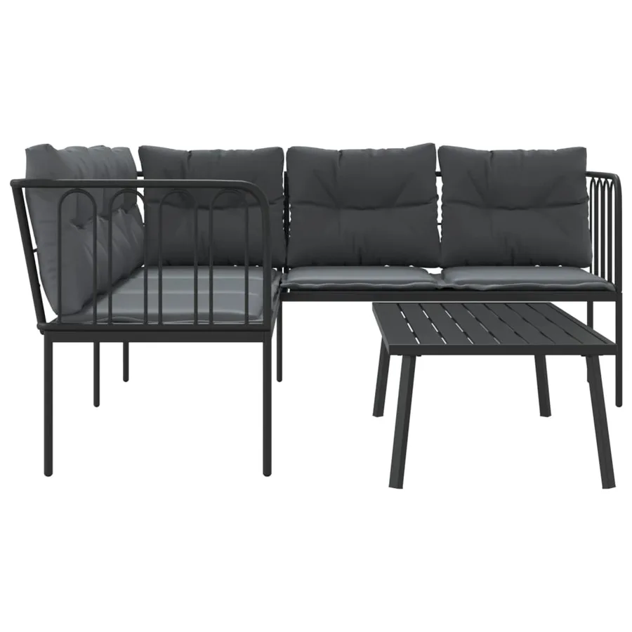 Ensemble de canapés de jardin et coussins noir acier textilène - 6