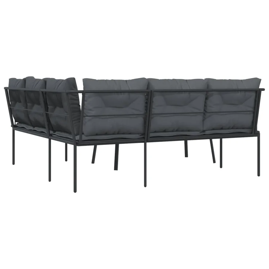 Ensemble de canapés de jardin et coussins noir acier textilène - 7