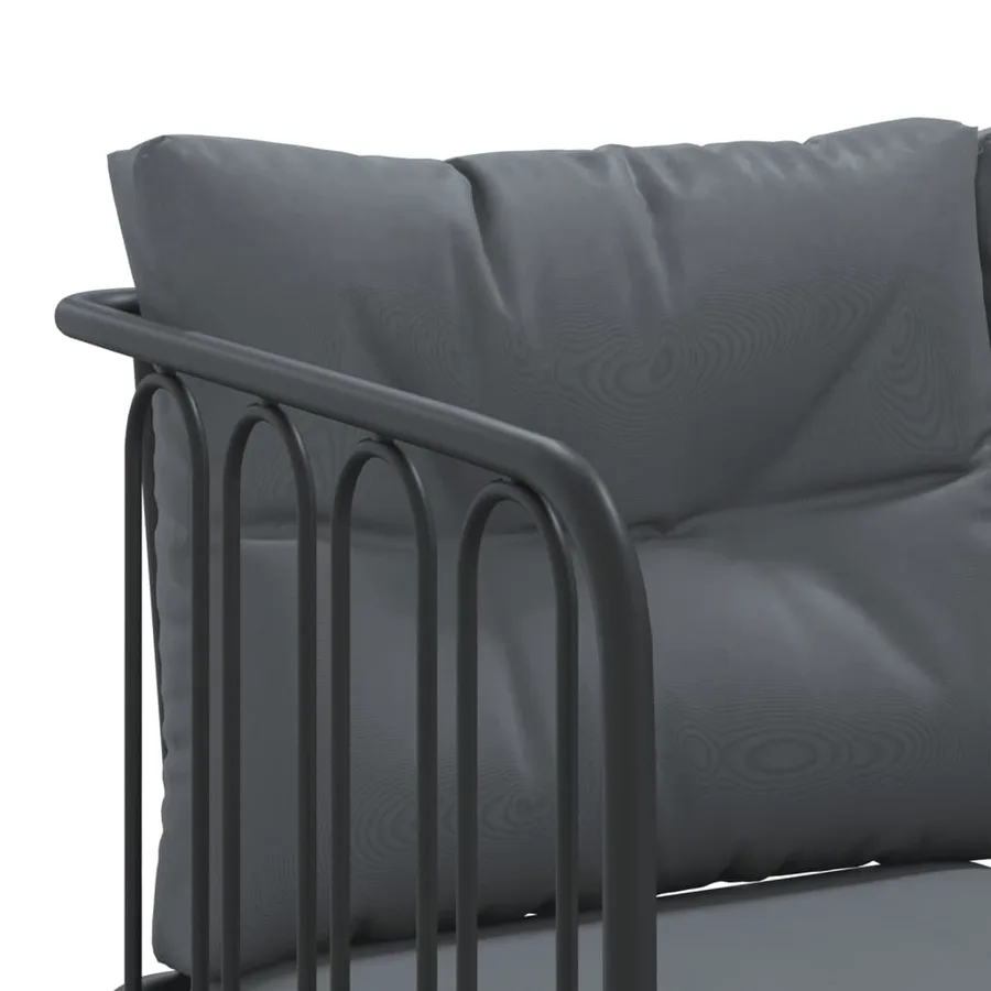 Ensemble de canapés de jardin et coussins noir acier textilène - 8