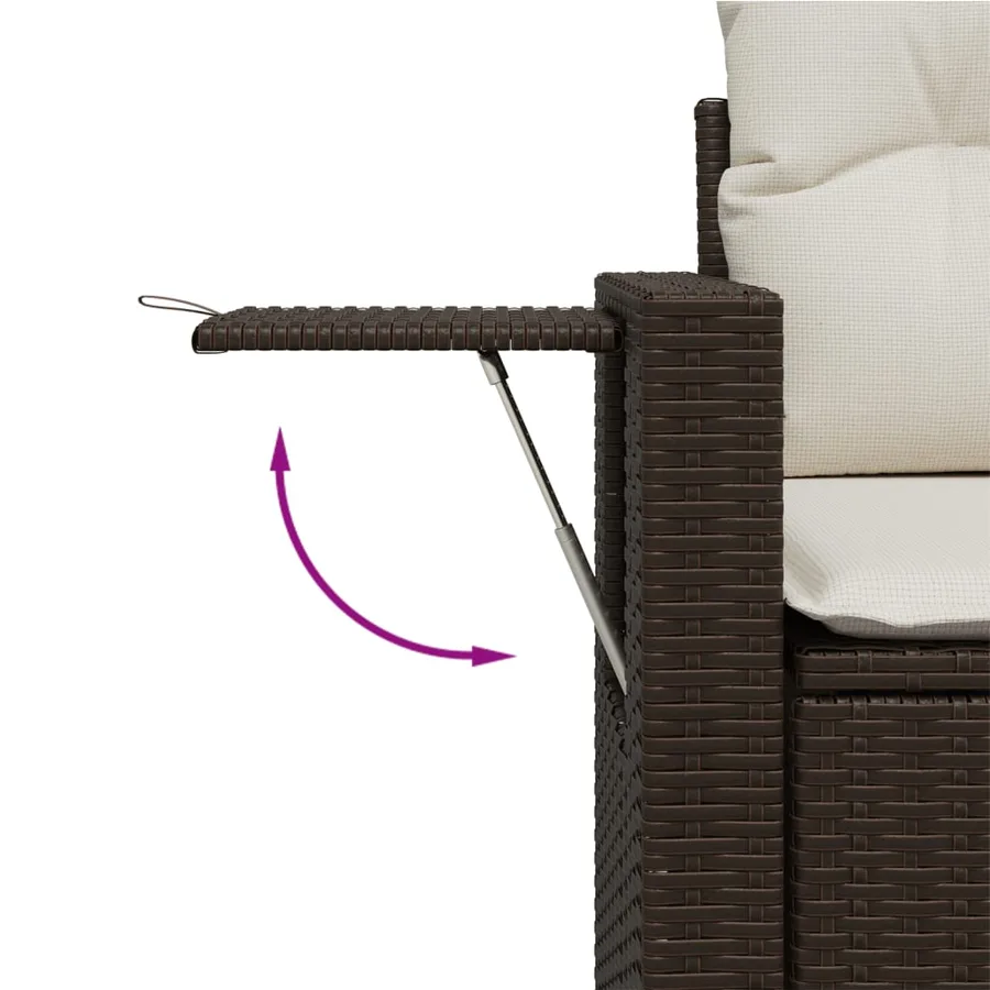 Salon de jardin avec coussins 9 pcs marron résine tressée - 8
