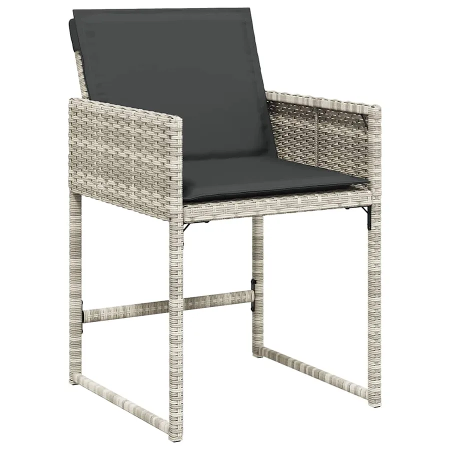 Ensemble à manger de jardin 11pcs avec coussins gris poly rotin - 3