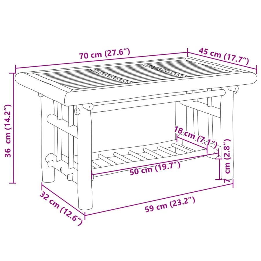 Table basse 70x45x36 cm bambou - 7