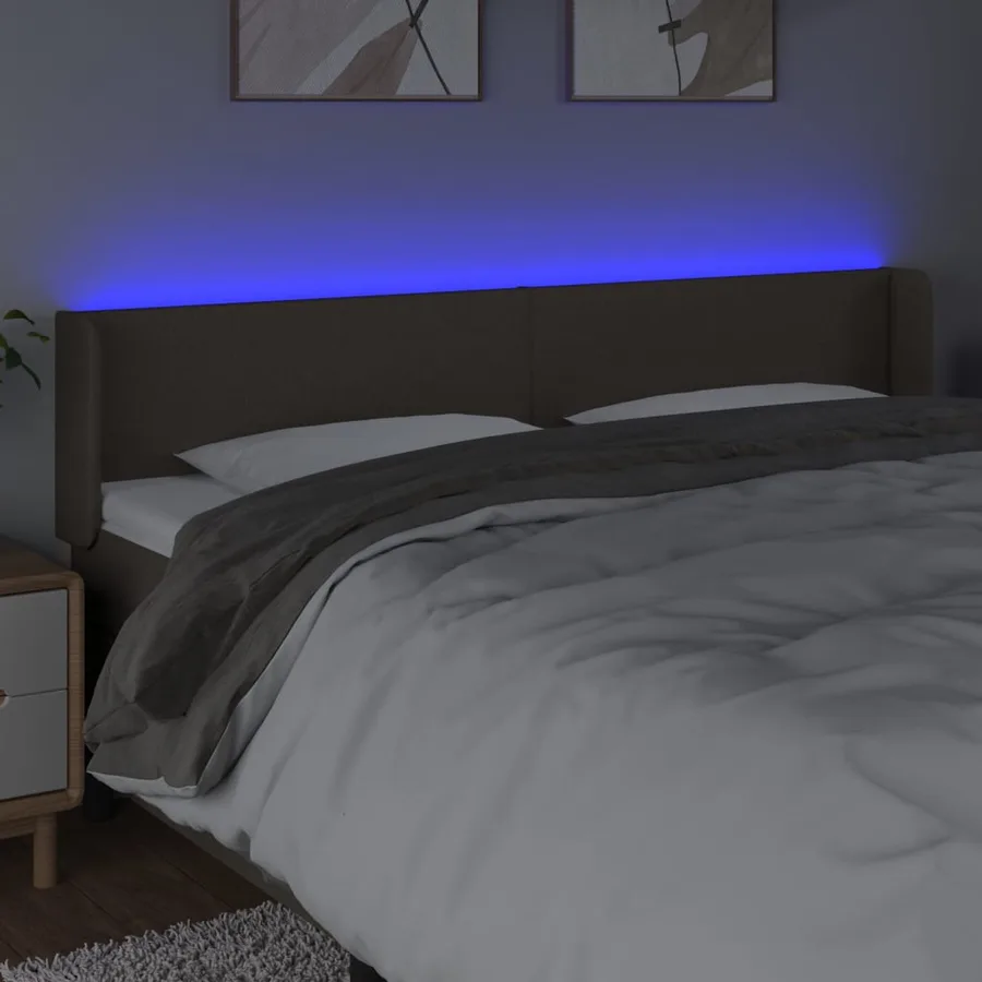 Tête de lit à LED Taupe 203x16x78/88 cm Tissu - 4
