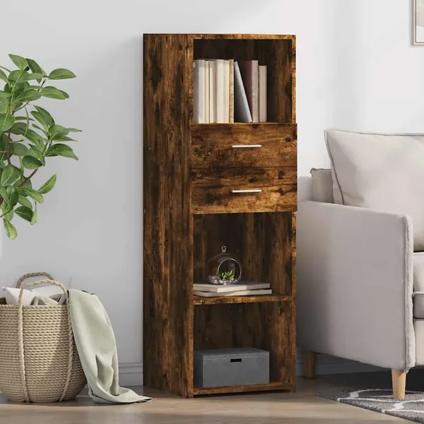 Buffet haut chêne fumé 40x42,5x124 cm bois d'ingénierie