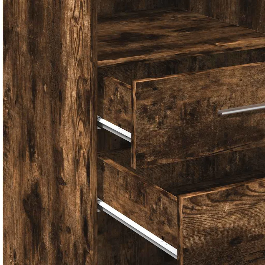 Buffet haut chêne fumé 40x42,5x124 cm bois d'ingénierie - 8