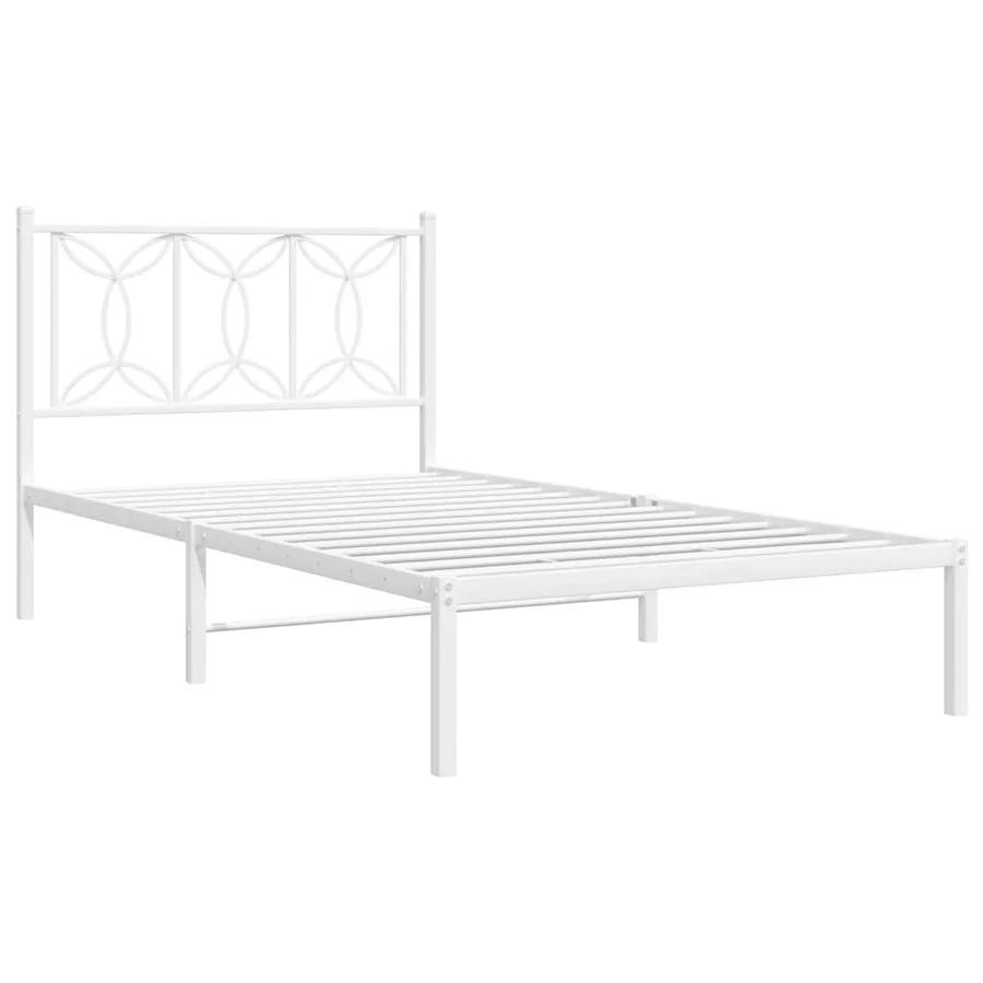Cadre de lit métal sans matelas et tête de lit blanc 100x200 cm - 3