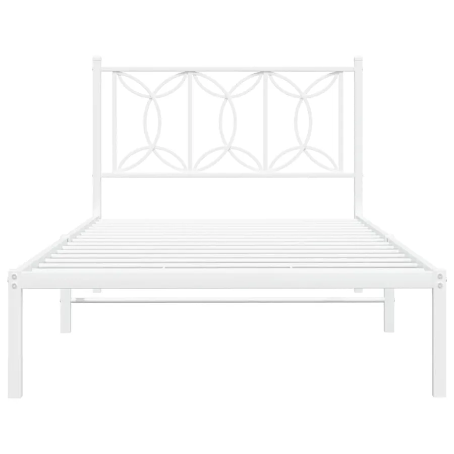 Cadre de lit métal sans matelas et tête de lit blanc 100x200 cm - 4