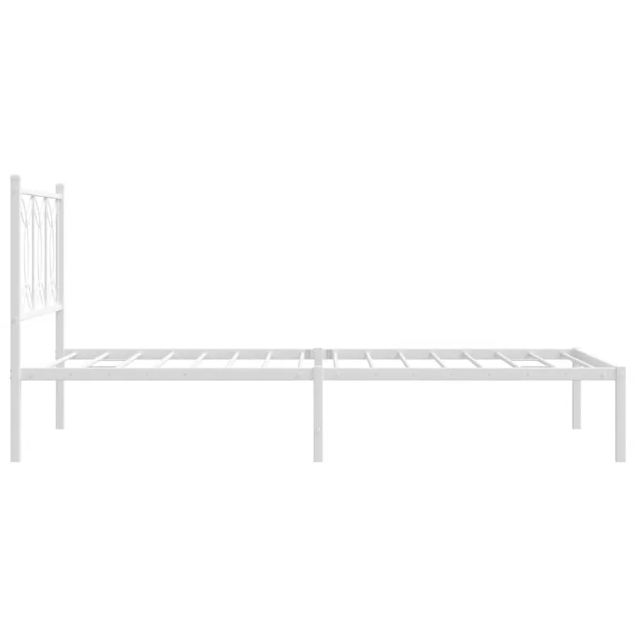 Cadre de lit métal sans matelas et tête de lit blanc 100x200 cm - 5