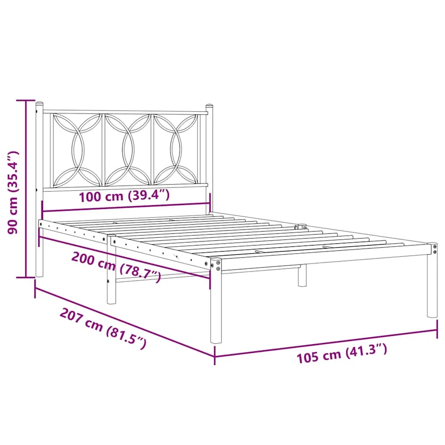 Cadre de lit métal sans matelas et tête de lit blanc 100x200 cm - 8