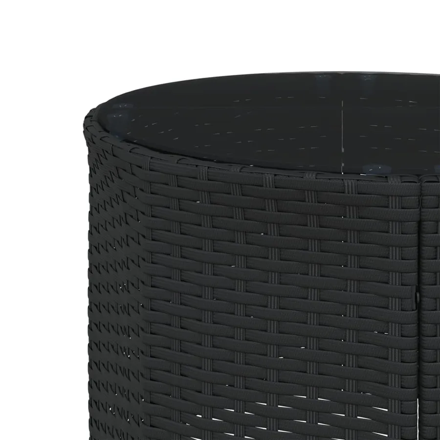 Canapé de jardin table coussins demi-rond noir résine tressée - 8