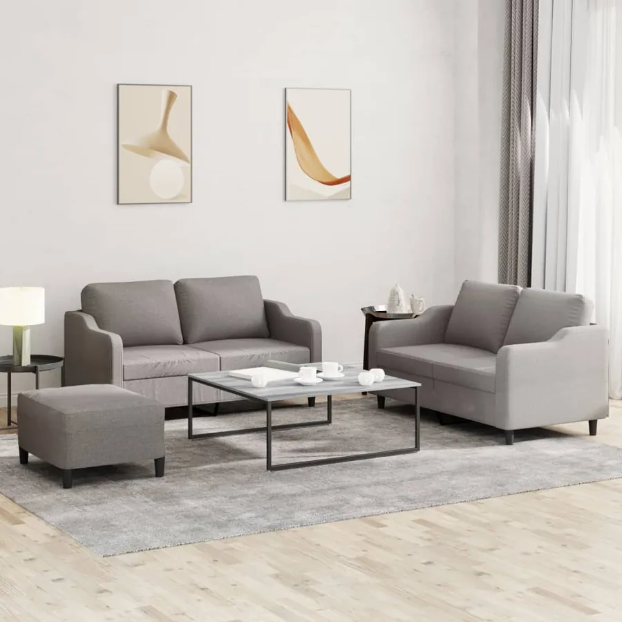 Ensemble de canapés 3 pcs avec coussins Taupe Tissu