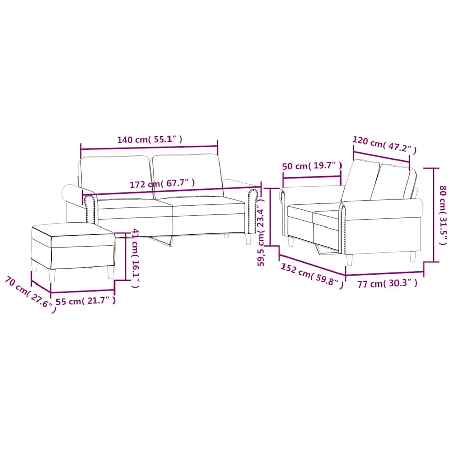 Ensemble de canapés 3 pcs avec coussins Vert foncé Velours - 9
