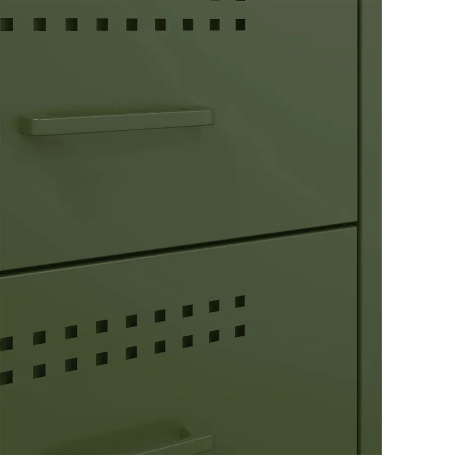 Table de chevet vert olive 36x39x50,5 cm acier - 11