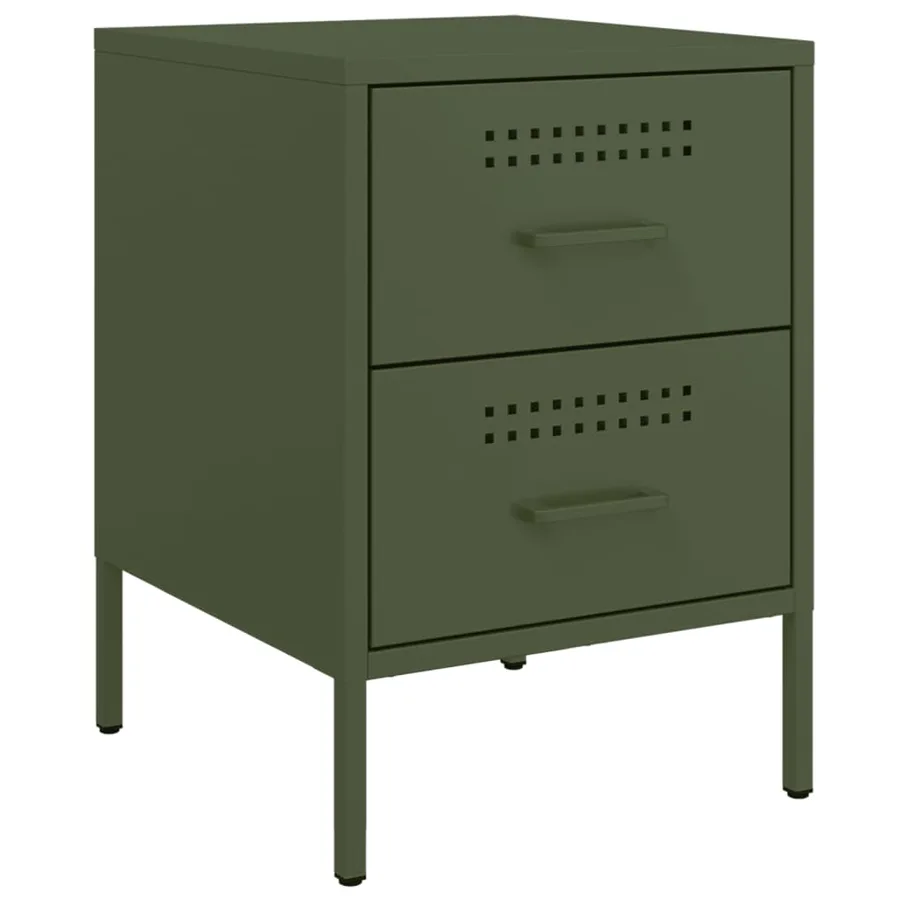 Table de chevet vert olive 36x39x50,5 cm acier - 2