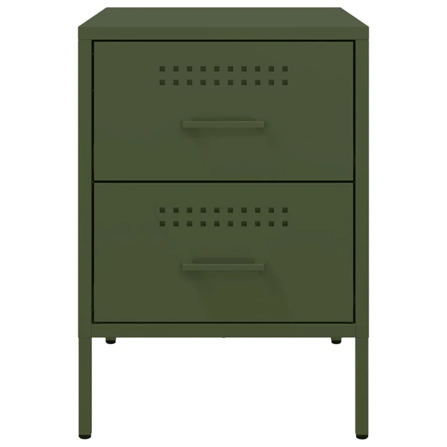 Table de chevet vert olive 36x39x50,5 cm acier - 6