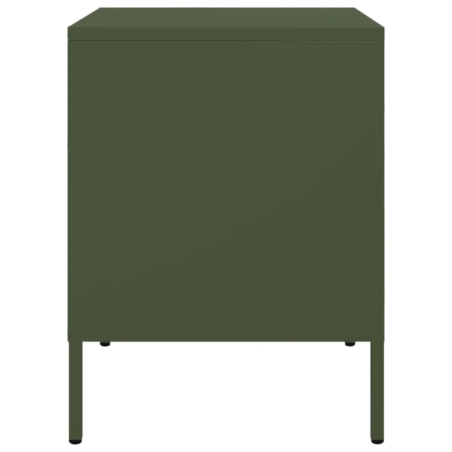 Table de chevet vert olive 36x39x50,5 cm acier - 7