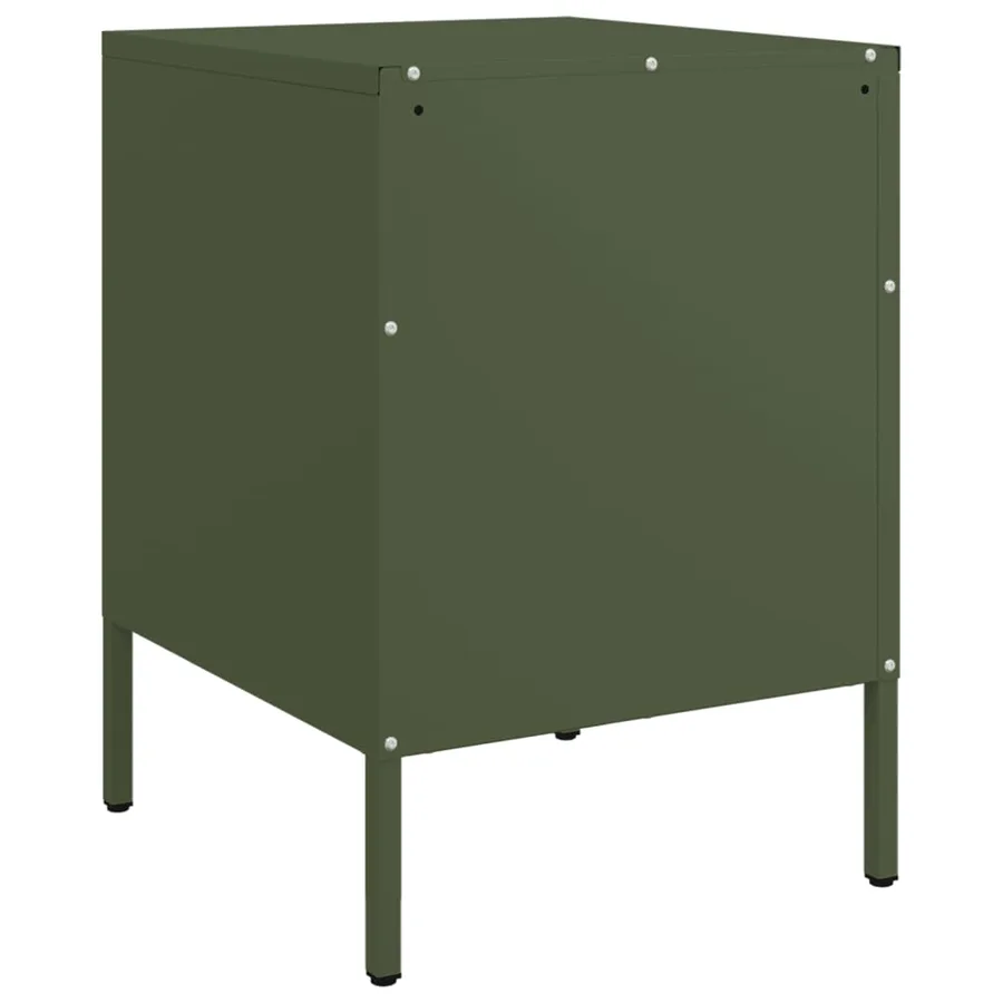 Table de chevet vert olive 36x39x50,5 cm acier - 8