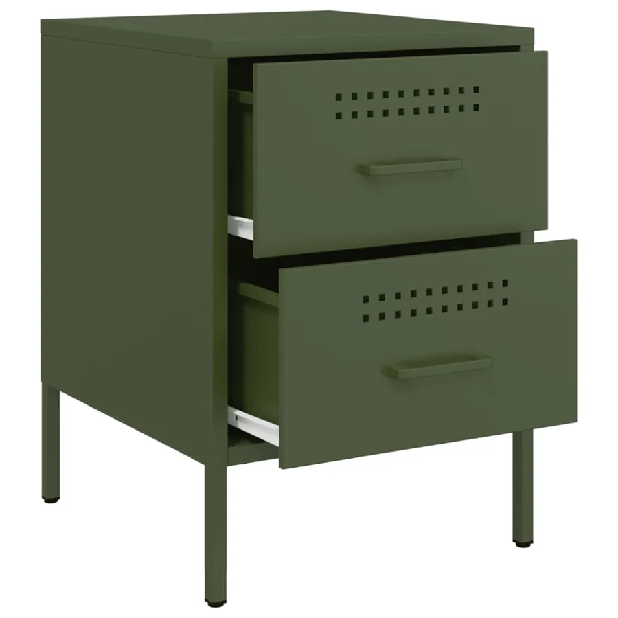 Table de chevet vert olive 36x39x50,5 cm acier - 9