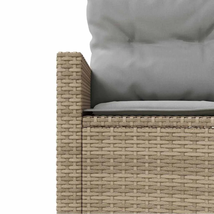Canapé de jardin avec coussins demi-rond beige résine tressée - 4