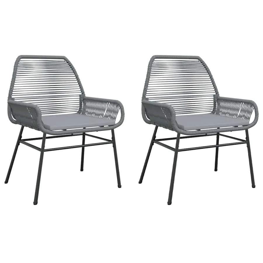 Chaises de jardin lot de 2 avec coussins gris résine tressée - 2