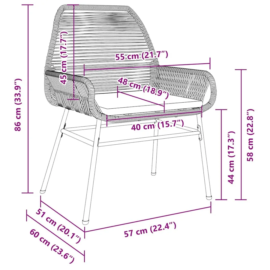 Chaises de jardin lot de 2 avec coussins gris résine tressée - 9