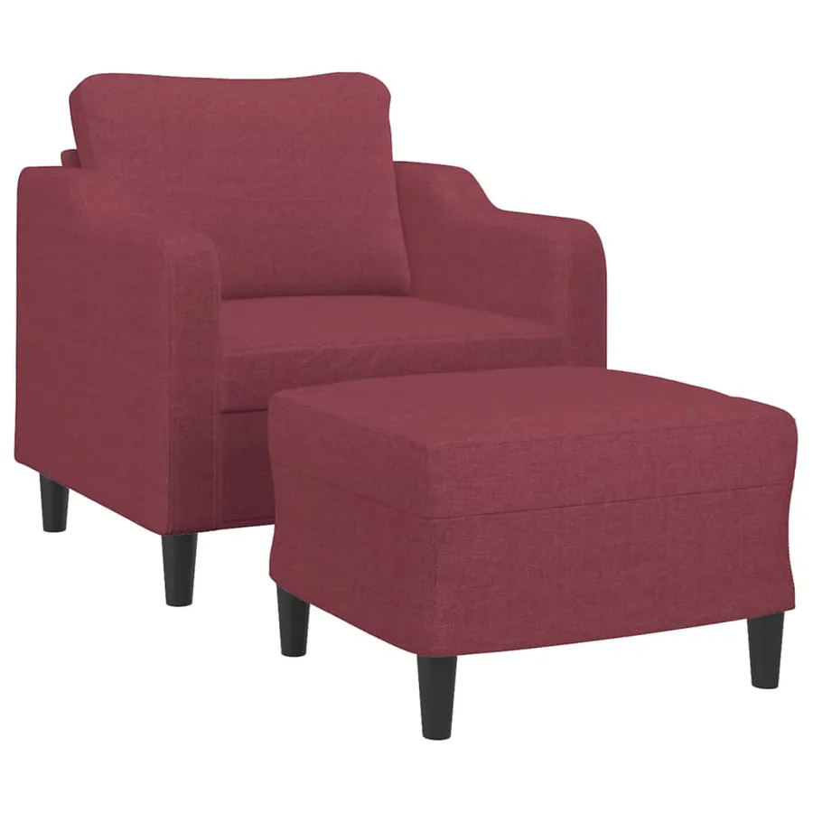 Fauteuil avec repose-pied Rouge bordeaux 60 cm Tissu - 3