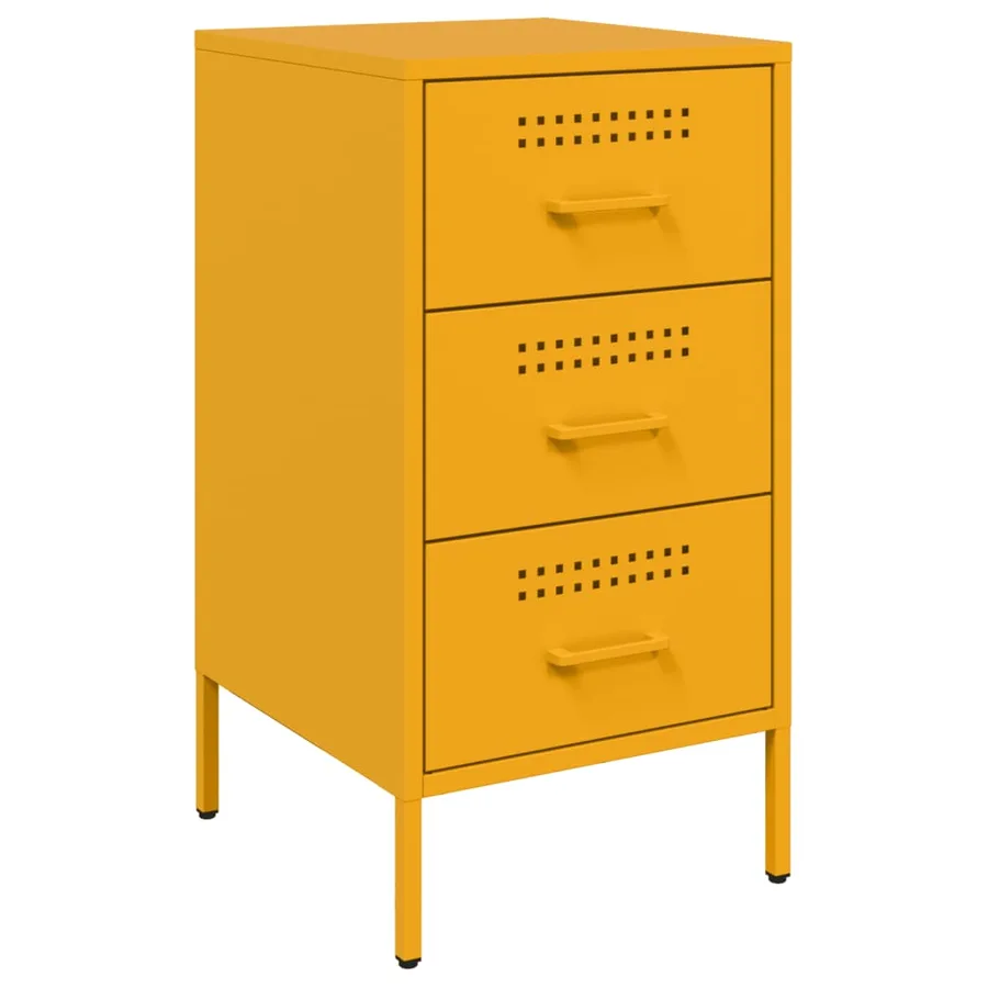 Table de chevet jaune moutarde 36x39x68 cm acier - 2