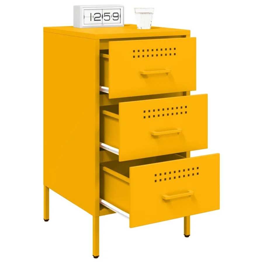 Table de chevet jaune moutarde 36x39x68 cm acier - 4