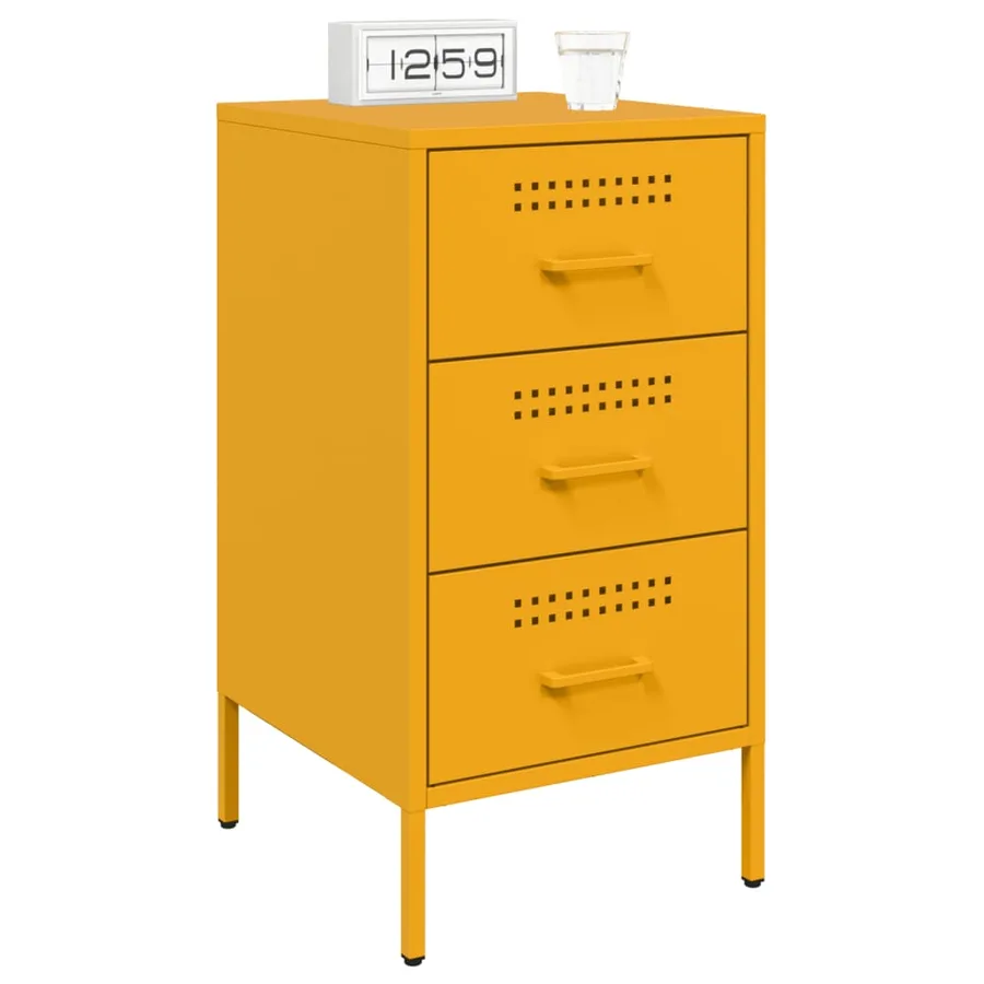Table de chevet jaune moutarde 36x39x68 cm acier - 5