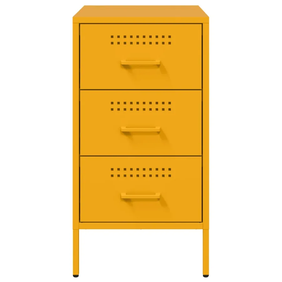 Table de chevet jaune moutarde 36x39x68 cm acier - 6
