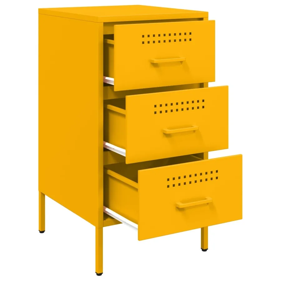 Table de chevet jaune moutarde 36x39x68 cm acier - 9