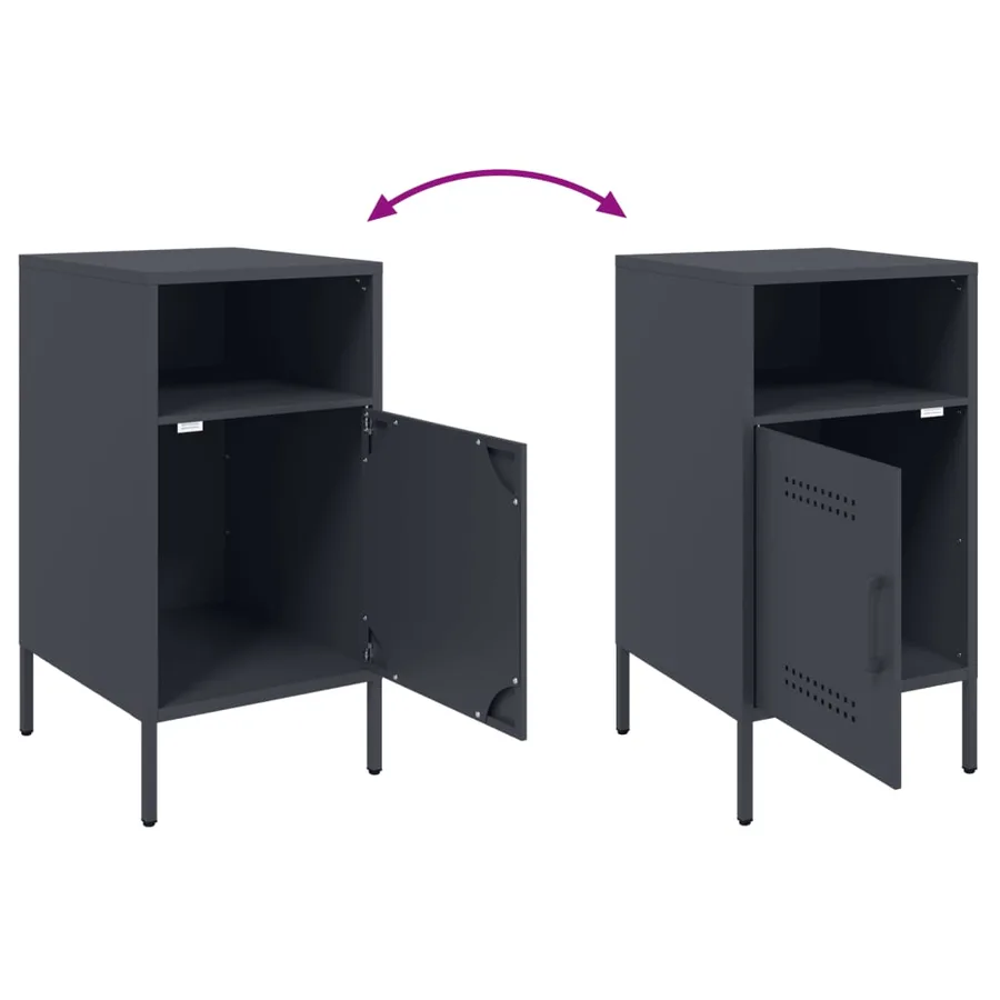 Tables de chevet 2 pcs anthracite 36x39x68 cm acier - 10