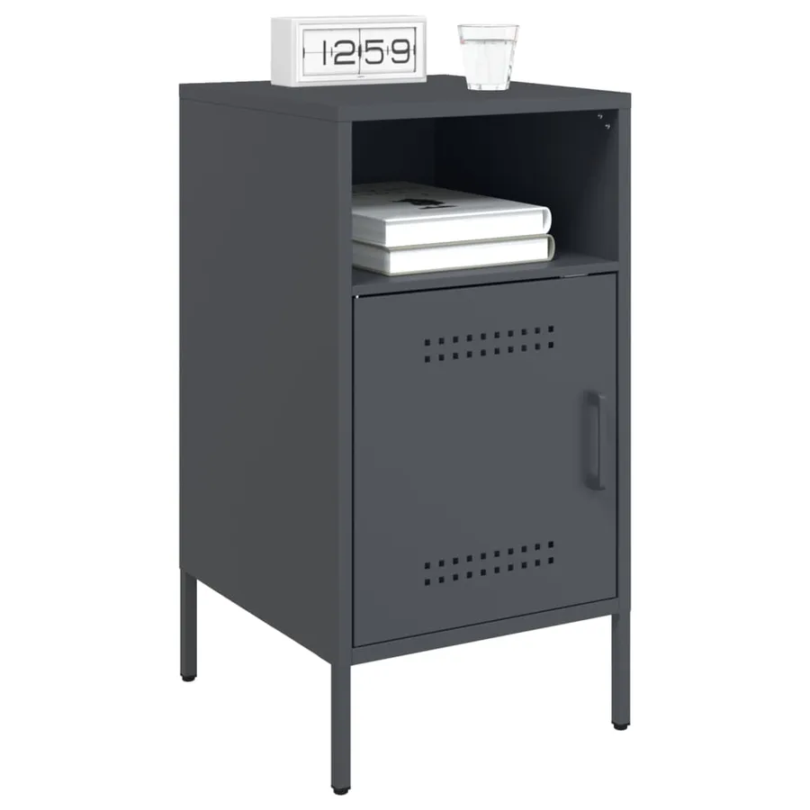 Tables de chevet 2 pcs anthracite 36x39x68 cm acier - 3