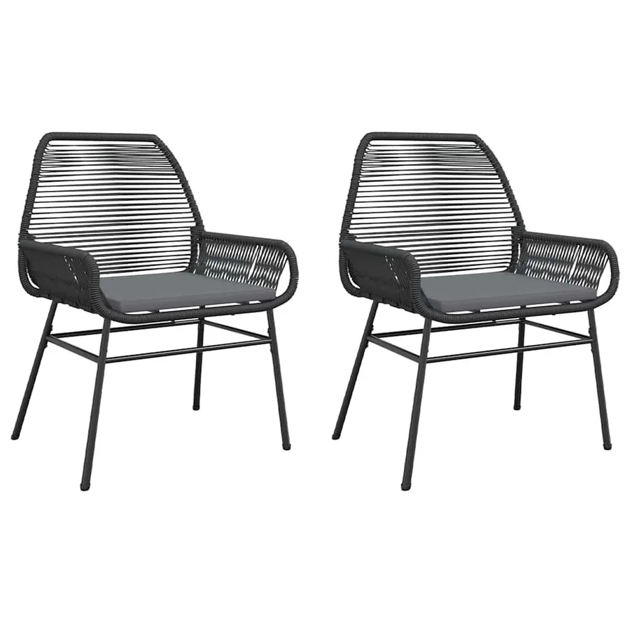 Chaises de jardin lot de 2 avec coussins noir résine tressée - 2