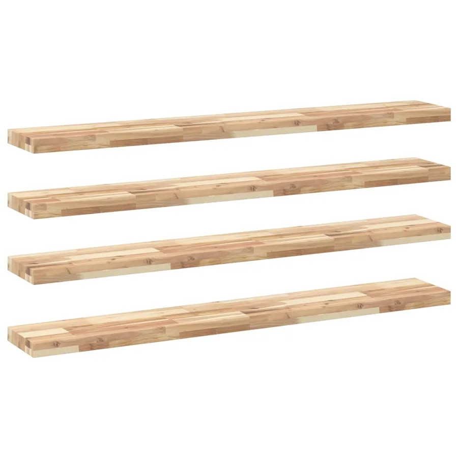 Étagères flottantes 4 pcs 140x20x4 cm acacia massif non traité - 2