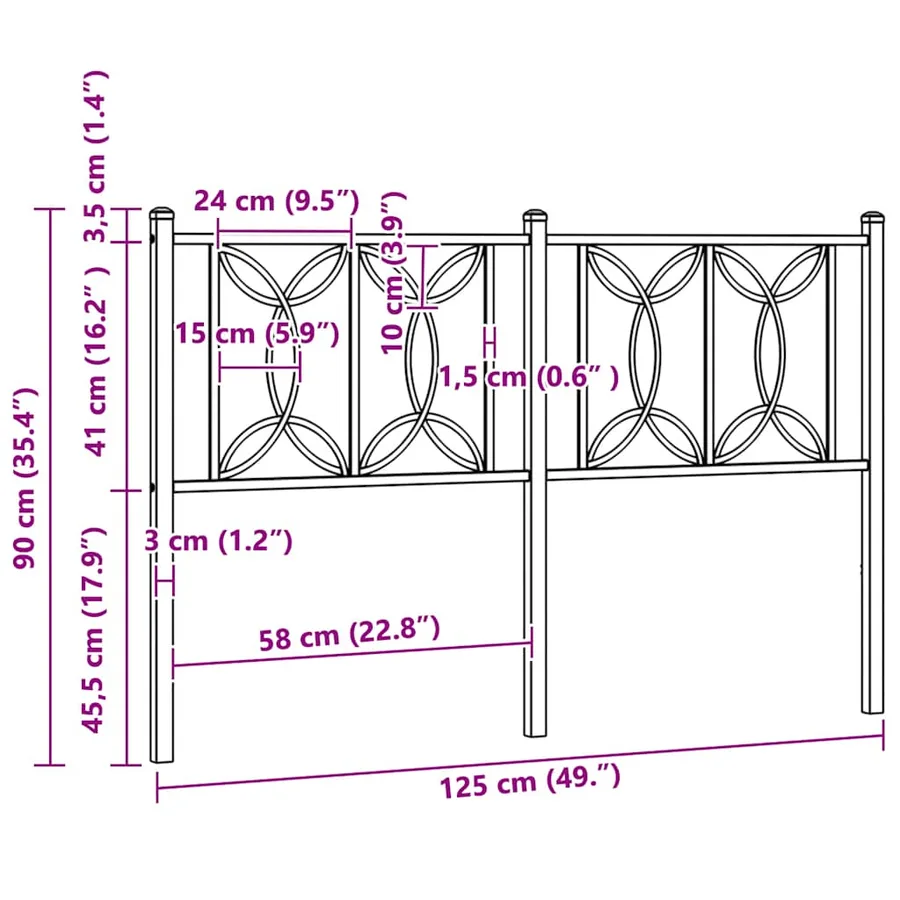 Tête de lit de remplacement métal noir 107 cm - 6