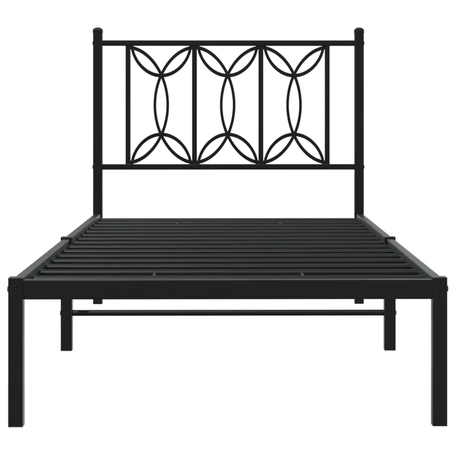 Cadre de lit métal sans matelas avec tête de lit noir 75x190 cm - 4