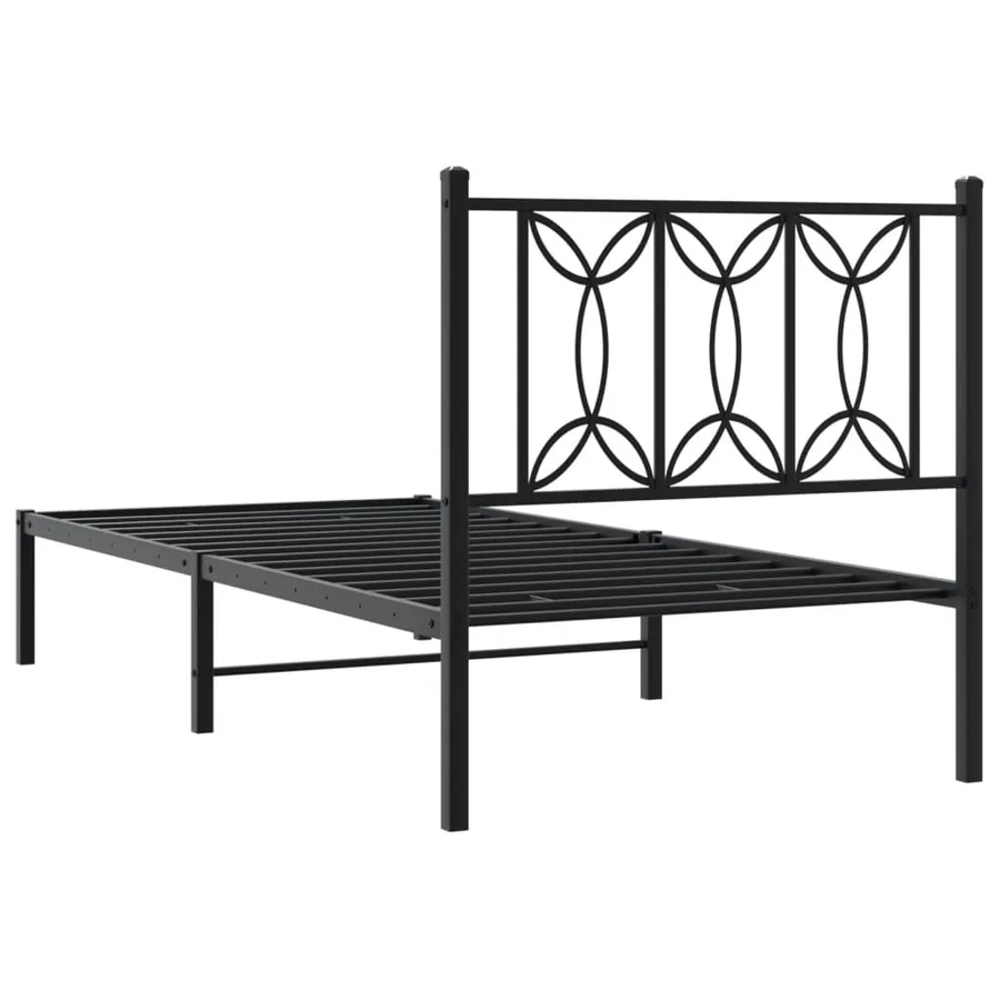 Cadre de lit métal sans matelas avec tête de lit noir 75x190 cm - 6