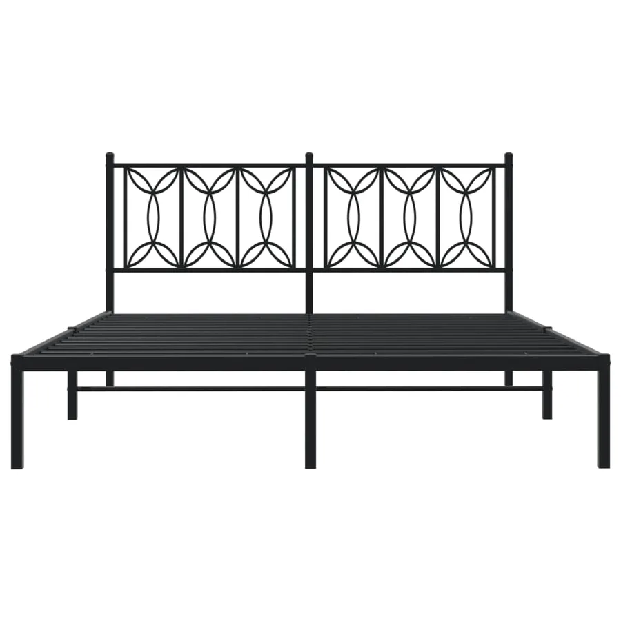 Cadre de lit métal sans matelas avec tête de lit noir 150x200cm - 4