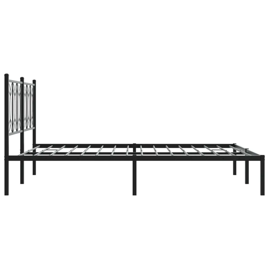 Cadre de lit métal sans matelas avec tête de lit noir 150x200cm - 5