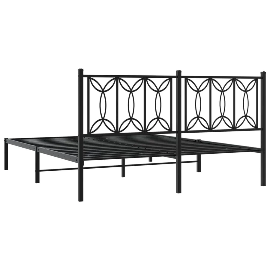 Cadre de lit métal sans matelas avec tête de lit noir 150x200cm - 6