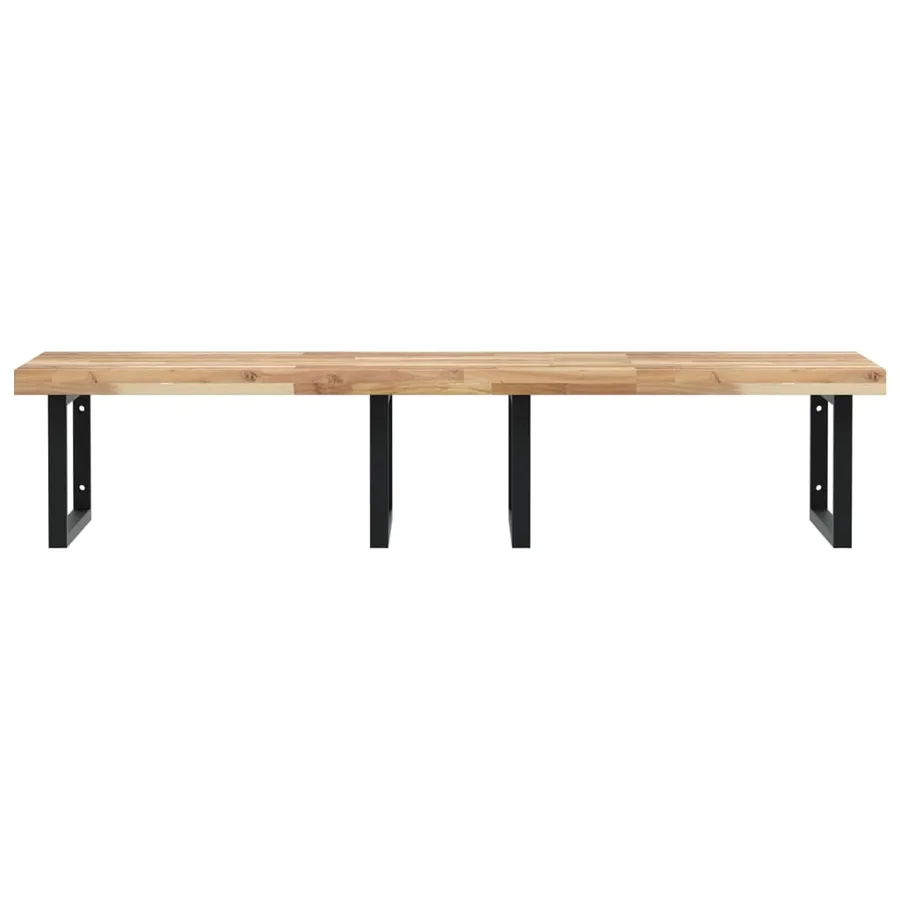 Étagère de vasque murale acier et bois massif d'acacia - 4