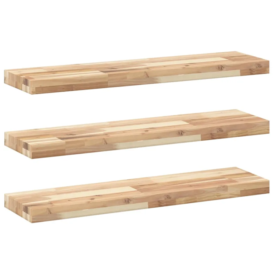 Étagères flottantes 3 pcs 80x20x4 cm acacia massif non traité - 2