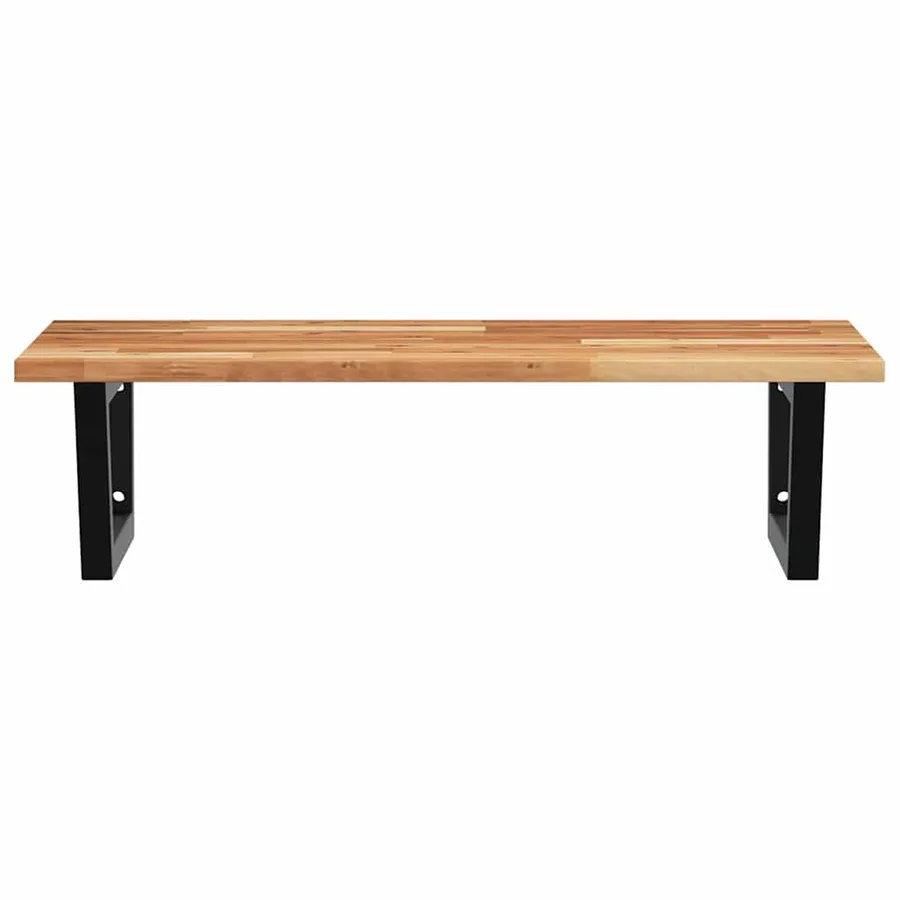 Étagère de vasque murale acier et bois massif d'acacia - 4