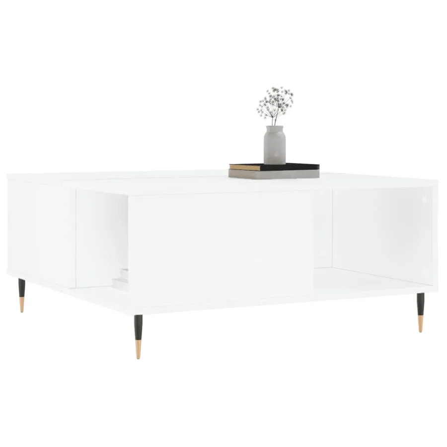 Table basse blanc 80x80x36,5 cm bois d'ingénierie - 3