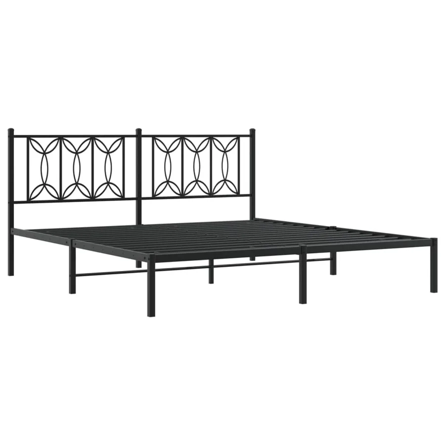 Cadre de lit métal sans matelas et tête de lit noir 180x200 cm - 3