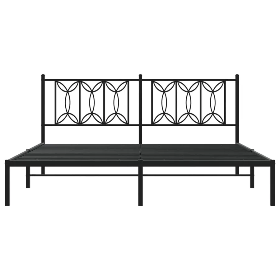 Cadre de lit métal sans matelas et tête de lit noir 180x200 cm - 4